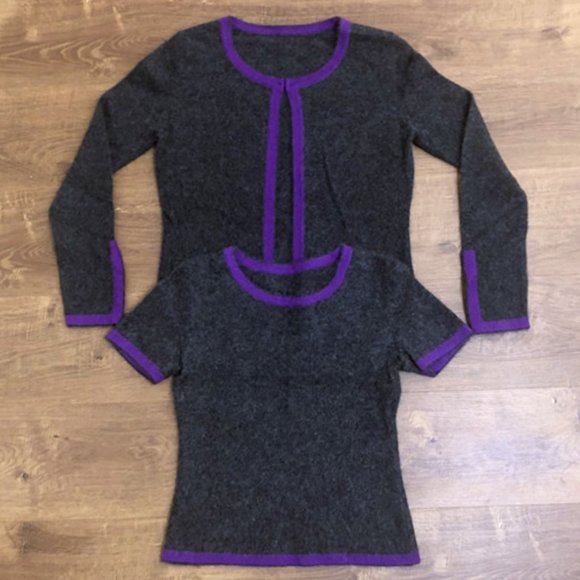 French designer private custom 100% cashmere cardigan two-piece set, small - Picture 3 of 7